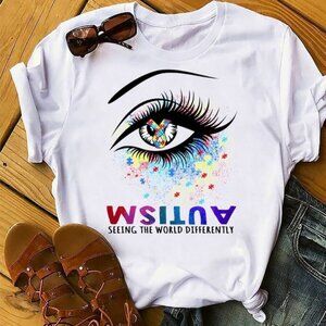 Seeing The World Differently Autism Awareness Heart Puzzle Graphic T-Shirt 181